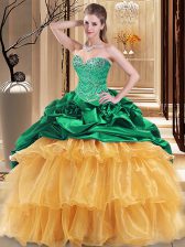  Multi-color Sweetheart Lace Up Beading and Ruffles Sweet 16 Dresses Sleeveless