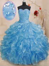  Organza Sleeveless Floor Length Quinceanera Dress and Beading and Ruffles