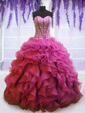  Ball Gowns Quinceanera Dress Lilac Sweetheart Organza Sleeveless Floor Length Lace Up