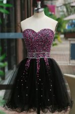  Sweetheart Sleeveless Lace Up Dress for Prom Black Organza