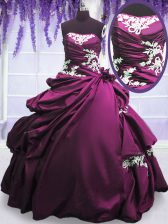  Purple Sleeveless Appliques and Pick Ups Floor Length Sweet 16 Dress