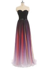 Spectacular Sweetheart Sleeveless Chiffon Prom Gown Belt Lace Up