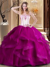  Sleeveless Lace Up Floor Length Embroidery 15th Birthday Dress