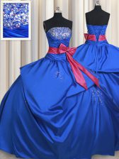 Popular Floor Length Ball Gowns Sleeveless Blue Quinceanera Dresses Lace Up