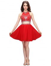 Cheap Sleeveless Beading and Appliques Zipper Prom Party Dress