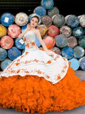 Appliques and Embroidery and Ruffles Vestidos de Quinceanera Multi-color Lace Up Sleeveless Floor Length