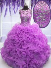  Scoop Floor Length Ball Gowns Sleeveless Lilac Sweet 16 Dresses Lace Up
