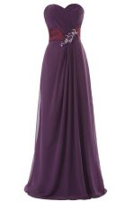 Sumptuous Sleeveless Floor Length Ruffles Zipper Prom Dresses with Purple