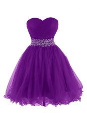  Purple Sleeveless Organza Lace Up for Prom and Party