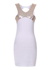 Colorful Halter Top White Sleeveless Sequins Mini Length Evening Dress