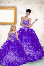 Edgy Pick Ups Floor Length Ball Gowns Sleeveless Purple Quinceanera Dresses Side Zipper