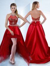 Sophisticated Halter Top Sleeveless Beading Zipper Prom Evening Gown