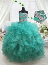  Sweetheart Sleeveless Organza Little Girls Pageant Dress Wholesale Beading and Ruffles Lace Up