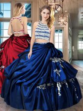 Stylish Scoop Beading and Appliques and Pick Ups 15 Quinceanera Dress Royal Blue Backless Sleeveless Floor Length