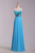  Empire Prom Gown Baby Blue Sweetheart Chiffon Sleeveless Floor Length Zipper