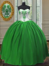 Fine Green Sweetheart Neckline Embroidery Quinceanera Gowns Sleeveless Lace Up