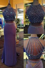 Top Selling Scoop Sleeveless Beading Zipper Prom Evening Gown