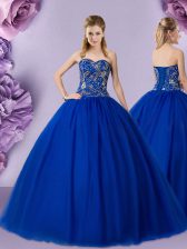  Sweetheart Sleeveless Lace Up Sweet 16 Dress Royal Blue Tulle