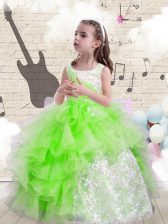 Hot Selling Scoop Neckline Beading and Ruffles Girls Pageant Dresses Sleeveless Lace Up