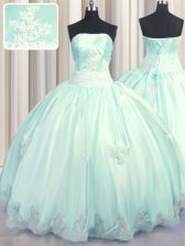  Floor Length Ball Gowns Sleeveless Apple Green Quinceanera Gowns Lace Up