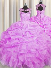 Fantastic Pick Ups Floor Length Lilac Sweet 16 Dresses Scoop Sleeveless Lace Up