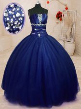 Exceptional Floor Length Ball Gowns Sleeveless Royal Blue Sweet 16 Dresses Lace Up