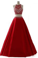 Discount Wine Red Zipper Scoop Beading Dress for Prom Chiffon Sleeveless