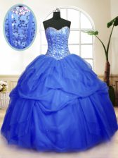  Tulle Sleeveless Floor Length Sweet 16 Dress and Sequins and Pick Ups