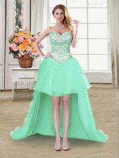  Apple Green Prom and Party with Beading Sweetheart Sleeveless Lace Up