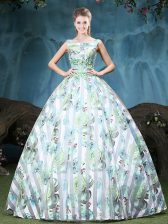  Straps Floor Length Multi-color Quinceanera Gowns Tulle Sleeveless Appliques and Pattern