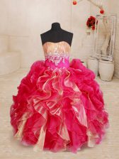 Eye-catching Organza Sleeveless Floor Length Juniors Party Dress and Beading and Ruffles