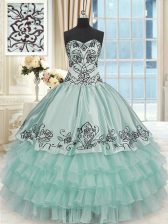  Ruffled Layers Apple Green Sleeveless Organza and Taffeta Lace Up Sweet 16 Dresses for Sweet 16 and Quinceanera