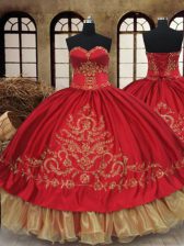 Amazing Wine Red Sweetheart Neckline Beading and Embroidery Sweet 16 Dresses Sleeveless Lace Up