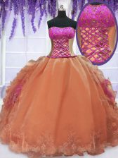  Sleeveless Lace Up Floor Length Embroidery and Ruffles Vestidos de Quinceanera