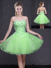  Sleeveless Mini Length Appliques Lace Up Homecoming Dress with 