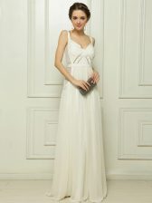 Low Price White Prom and Party with Ruching Spaghetti Straps Sleeveless Zipper