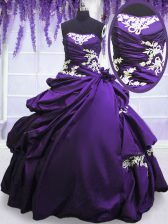 Deluxe Appliques and Pick Ups Quince Ball Gowns Purple Lace Up Sleeveless Floor Length