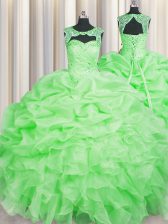 Extravagant Pick Ups Floor Length Quinceanera Gown Scoop Sleeveless Lace Up