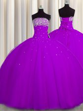  Really Puffy Tulle Sleeveless Floor Length Sweet 16 Quinceanera Dress and Beading and Sequins