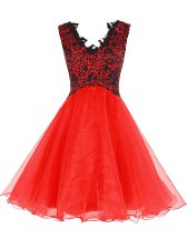 Modern Organza Sleeveless Mini Length Prom Party Dress and Lace
