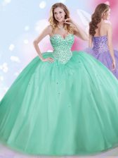 Elegant Sleeveless Beading Lace Up Ball Gown Prom Dress