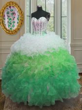  Multi-color Sleeveless Organza Lace Up Quinceanera Dress for Military Ball and Sweet 16 and Quinceanera