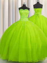 Discount Big Puffy Floor Length Quinceanera Gown Sweetheart Sleeveless Lace Up