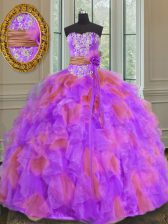 Custom Design Floor Length Multi-color Quinceanera Gown Sweetheart Sleeveless Lace Up