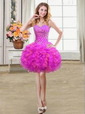 Amazing Organza Sleeveless Mini Length Prom Party Dress and Beading and Ruffles