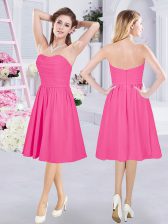  Hot Pink Sweetheart Neckline Ruching Court Dresses for Sweet 16 Sleeveless Zipper