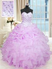 Delicate Organza Sleeveless Floor Length Quinceanera Dresses and Beading and Ruffles