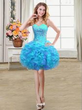 Cheap Multi-color Homecoming Dress Prom and Party with Beading and Ruffles Sweetheart Sleeveless Lace Up