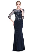  3 4 Length Sleeve Beading and Appliques Zipper Prom Party Dress