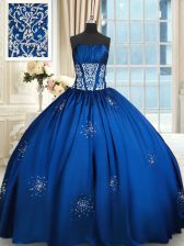 High Quality Beading 15 Quinceanera Dress Royal Blue Lace Up Sleeveless Floor Length